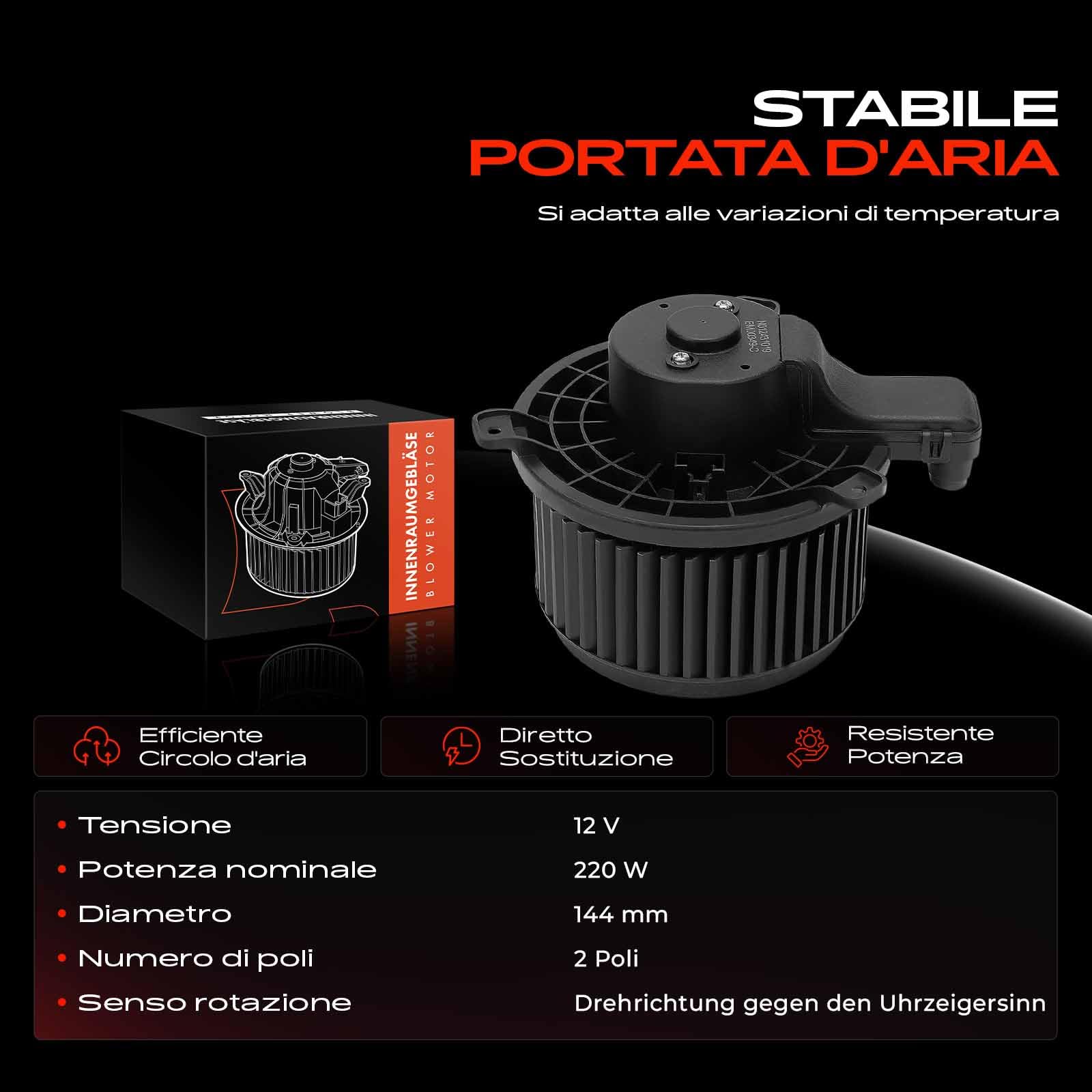 Frankberg Motore del ventilatore Ventilatore del riscaldamento Compatibile con Sprinter 3 5-T Pianale/Telaio B906 Sprinter 3-T Bus B906 Sprinter 5-T Pianale/Telaio B906 A0008356007