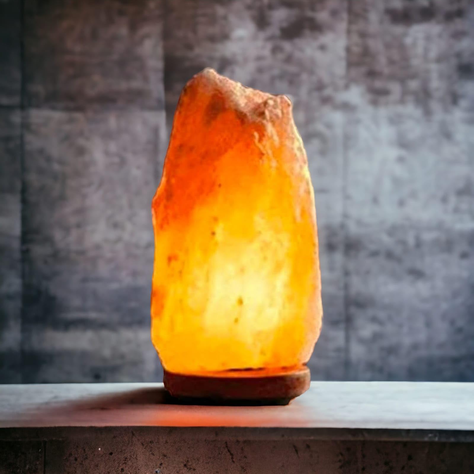 Natural Himalayan Rock Salt Lamp for Positive Energy, Vastu Table Lamp (1-2 kg, Height 14 cm Approx, Orange)