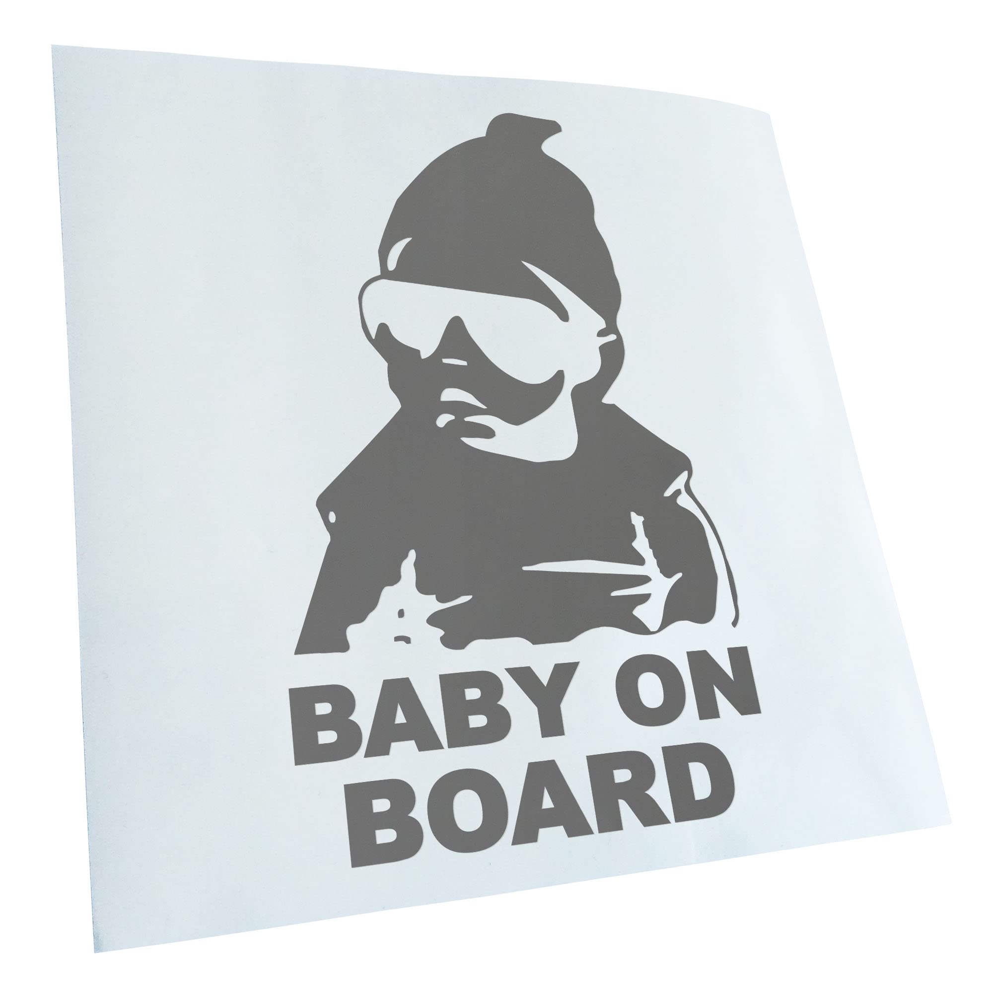 Kiwistar - Car Sticker - Grey - 50 x 31 cm Baby on Board Children's Sticker - Rear Window Car Sticker Weatherproof for Car Truck Moped Truck - Sticker Exterior Self-Adhesive Tuning Accessories for