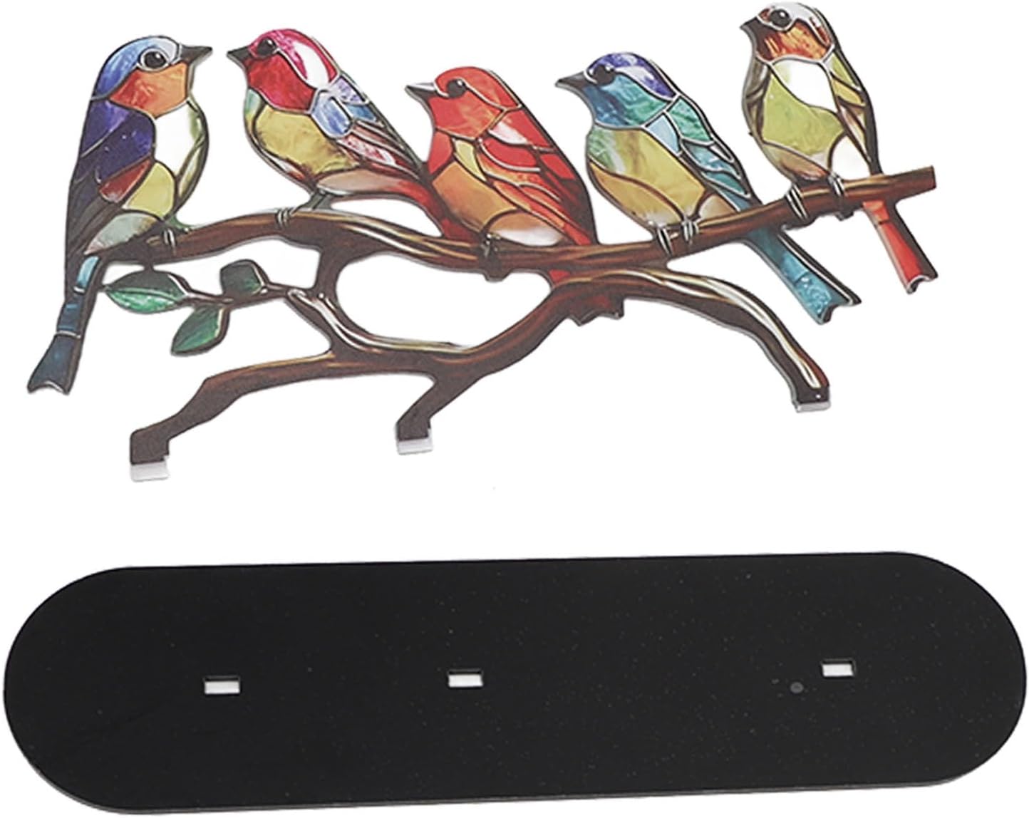 TOPINCN Bird on Branch Craft Stained Glass Birds Decorative Colorful Accessories Statue Flat Animal Acrylic Decorated Creative Ornaments for Wine Organizer, Decoration, Statues (5 Birds) - Image 9