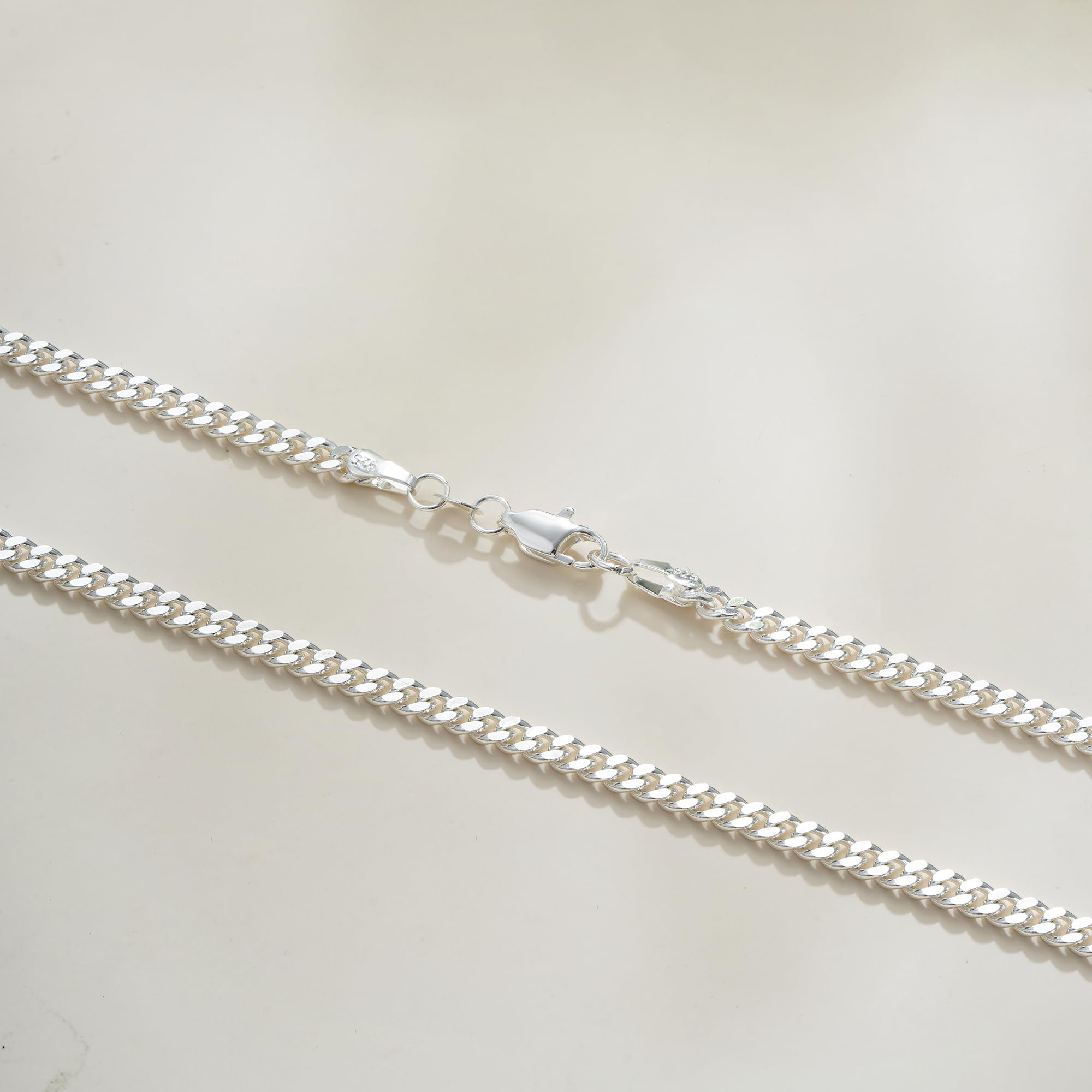 Cuban Link Chains for Men, 925 Sterling Silver Over 3.5mm/7mm Cuban Chain Diamond Cut Silver Necklace Chains Gifts for Men Father Boyfriends