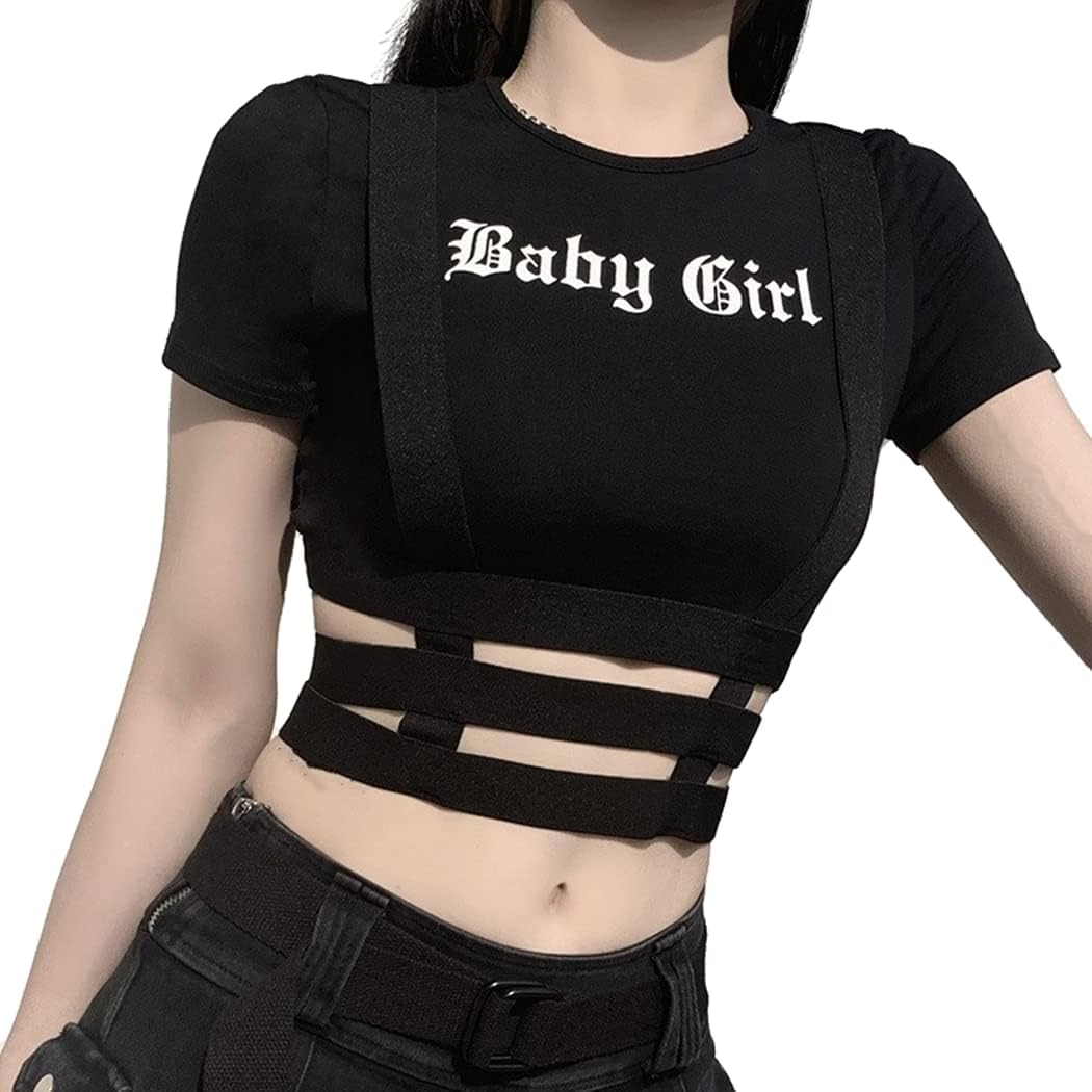 Tops for Teen Girls Cyber Y2K Aesthetic Indie Clothes Women Gothic Punk Crop Tank Top