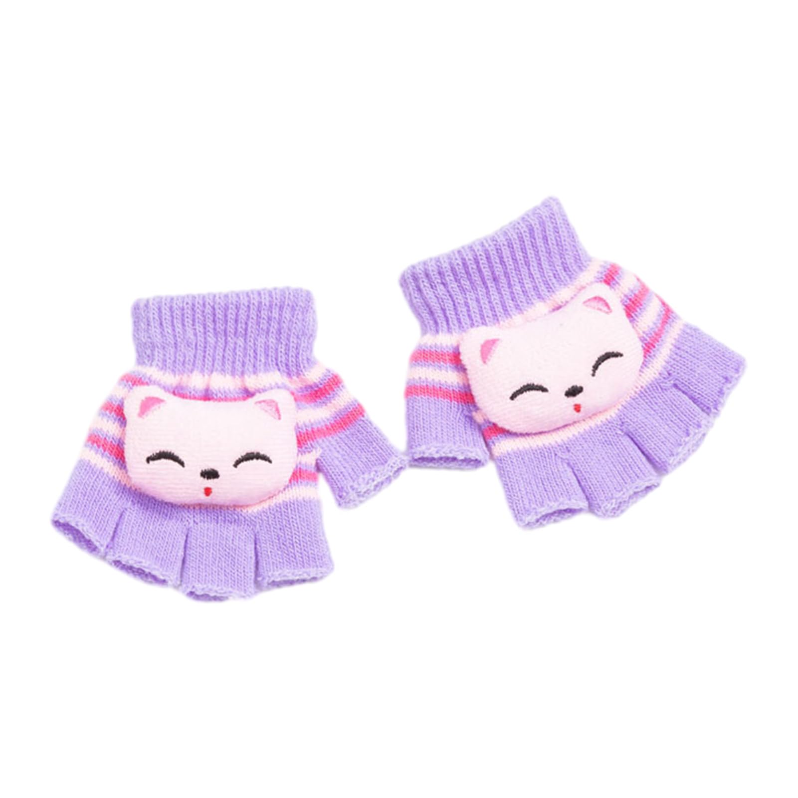 Xinsheinelry Children Cartoon Half Fingers Gloves Age1-6 Toddler Knitting Half Finger Winter Mittens Thick Liner Gloves For Boys Girl