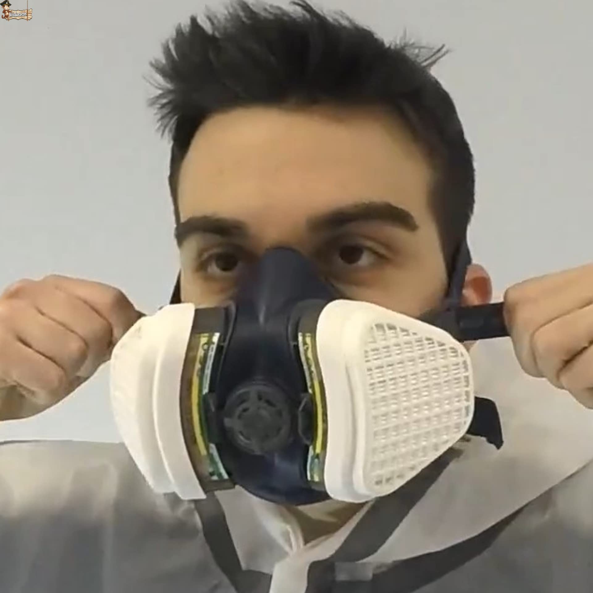 BricoLoco.com Máscara protección con filtro combinado A2P3 contra partículas de polvo y vapores. Trabajo profesional. Antipolvo. Fitosanitarios, pintura. (Máscara con 2 filtros)