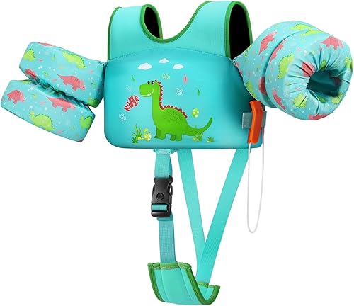 Miniatura 14 de HeySplash Chaleco de natación para niños pequeños, flotadores para niños de 22 a 44 libras, chaqueta de natación para niños con correa ajustable,
