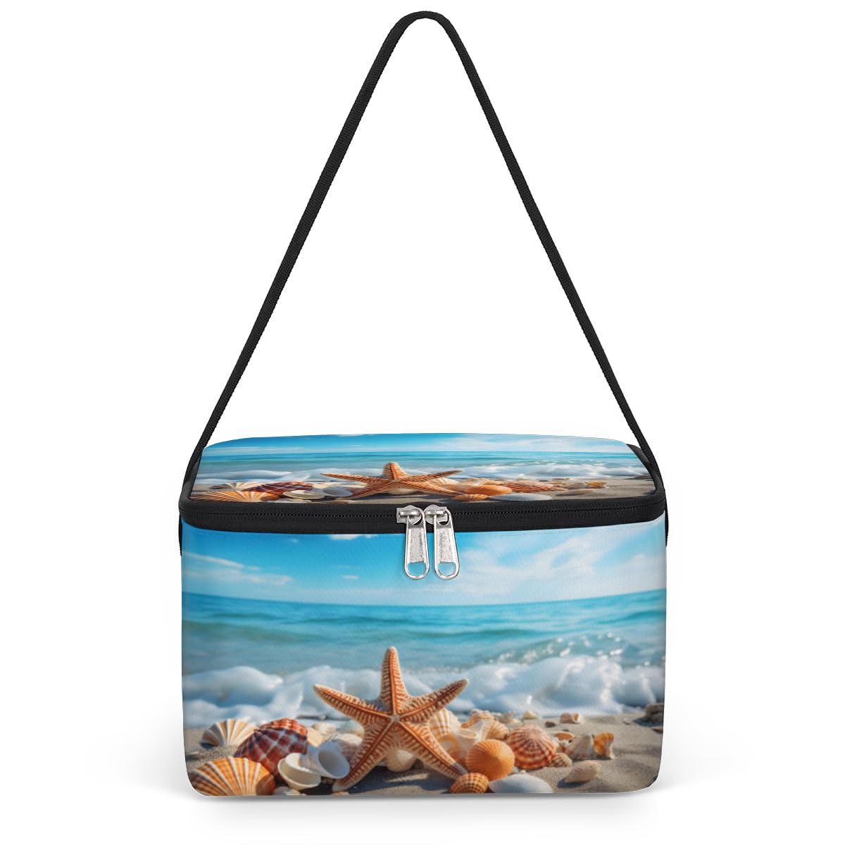 Sea Starfish Lunch Bags for Women Men 9 Cans, Hot & Cold Food Delivery Bag Insulated Grocery Bag Insulated Lunch Box Seashell Cooler Bag for Office Work Picnic Beach
