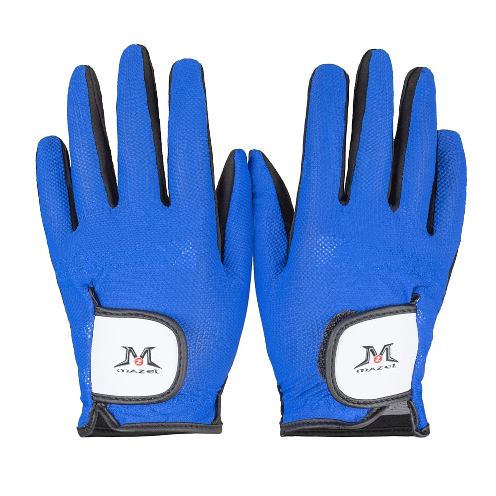 MAZEL Kids Golf Gloves Left and Right Hand with Premium PU,Breathable Mesh Fabric for Better Gripping,S M L Available (Solid Blue, L)