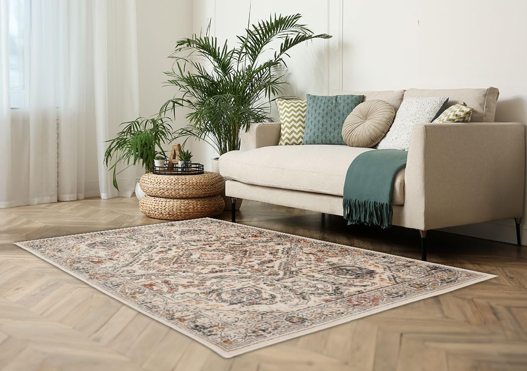 Lord of Rugs Nova Traditional Rug for Living Room Bedroom Classic Carpet Quality Soft Vintage Floral Medallion Patterns Area Rug Sadie Cream Small 80x150 cm (2'6"x5') โ image 1