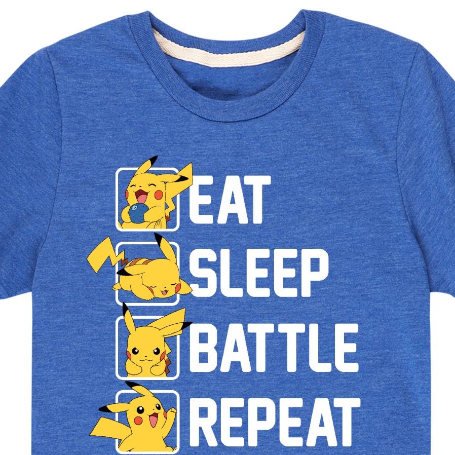 HYBRID APPAREL - Pokémon - Eat Sleep Battle Repeat - Youth Short Sleeve Graphic T- Shirt3