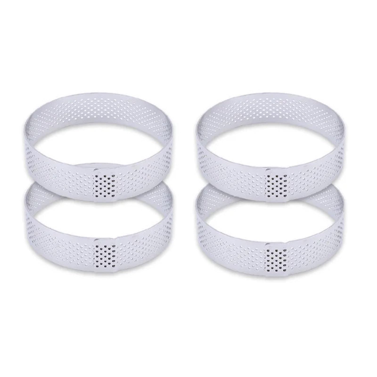 Anillos Para Tartas Anillo redondo perforado for tarta, molde for Tartas de fruta de acero inoxidable for hornear postres, moldes for pasteles y Mousse, herramientas de cocina Para Postre，Tartas(4PCS