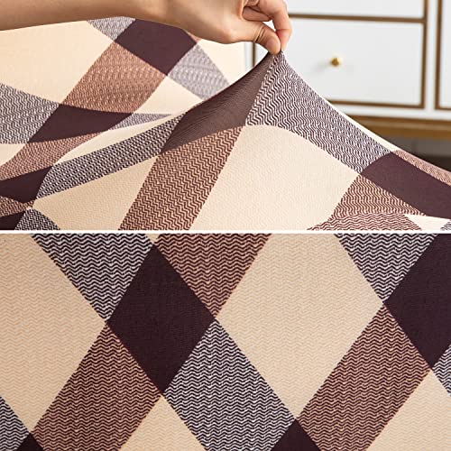 Image of Hokipo Stretchable Dining Table Chair Frill Cover Set Of 1 Seat Protector Slipcovers (Ar-4091-D5) - Polyester Blend, Beige