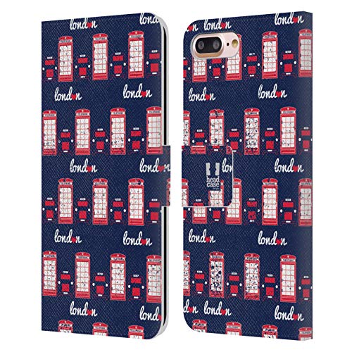 Head Case Designs Telephone Box And Taxi London Best Leather Wallet Case Compatible With Apple iPhone 7 Plus/iPhone 8 Plus