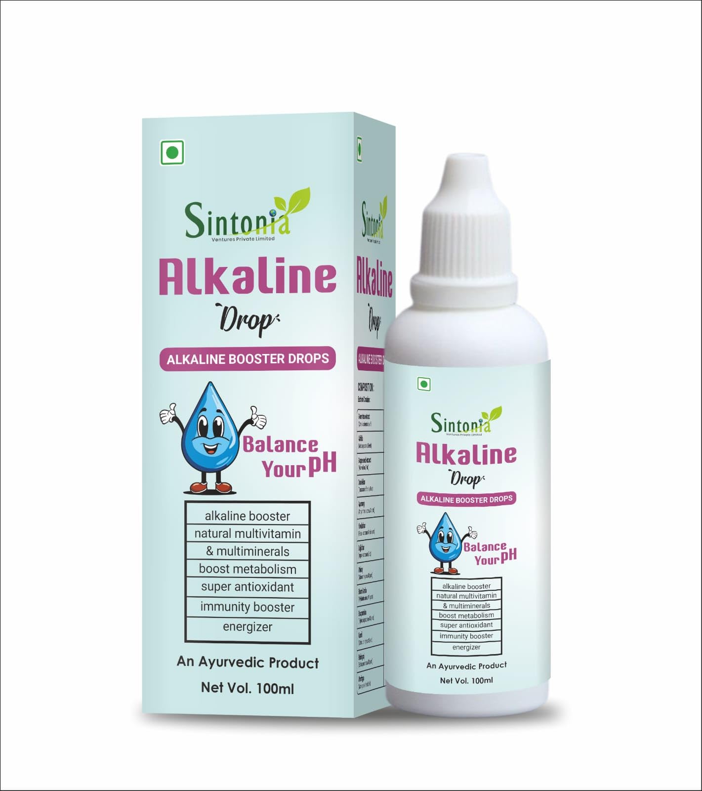 Sintonia Alkaline Drops, Ayurvedic pH Booster, Multiminerals & Immunity Booster, 100ml-picture-29