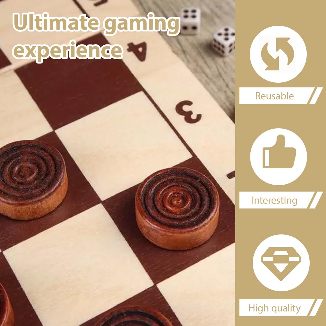 Holzspielsteine für Brettspiele, Dame, Backgammon & Schach, 24 PCS, Gelb, Einfarbig, Erwachsene, Unisex, Holz, Freistehend