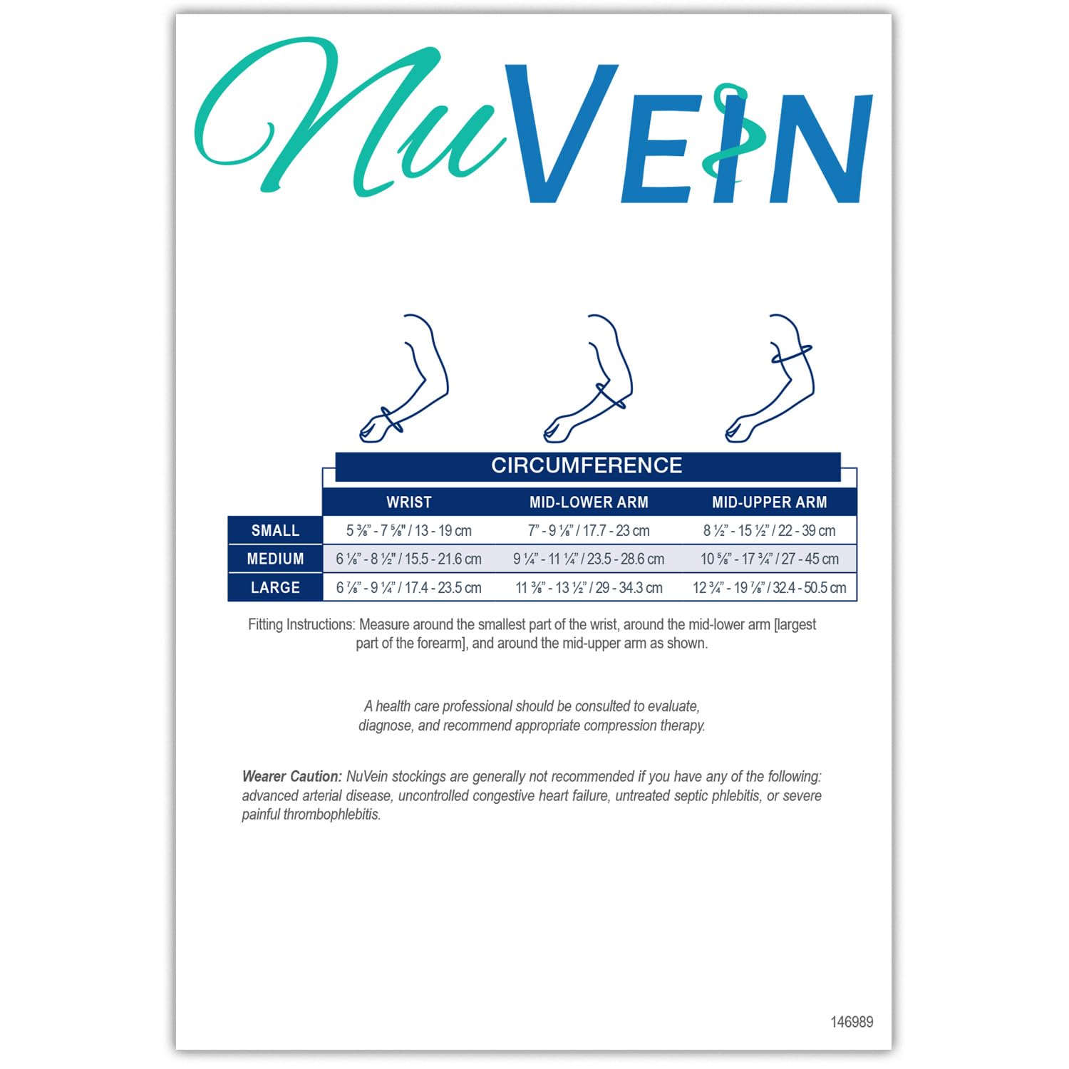 NuVein 15-20 mmHg Compression Lymphedema Arm Sleeve, Medical Support for Post Surgical Swelling Recovery, Beige, Small