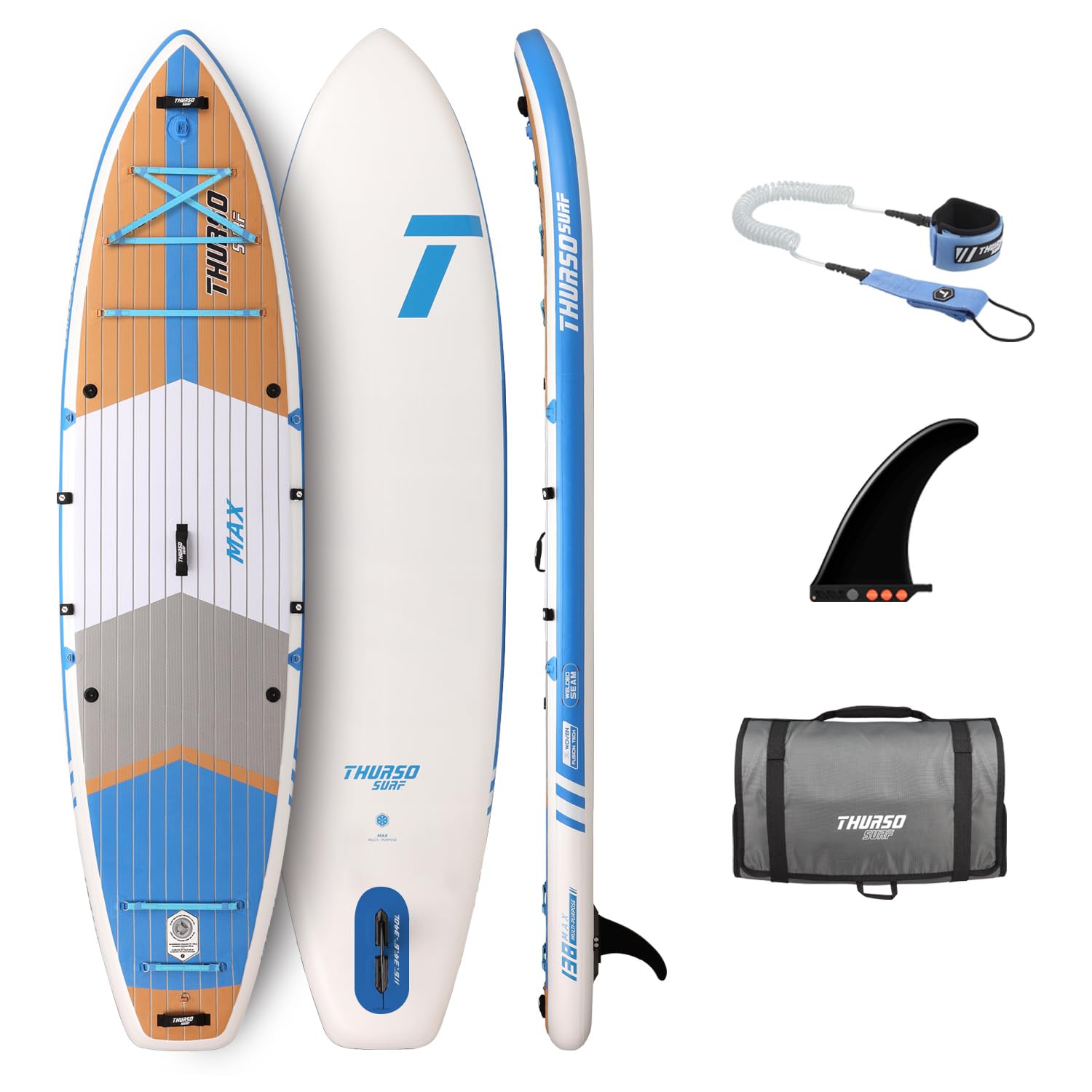 THURSO SURF Max - Tabla de remo inflable multiusos de 11 pies, 6 unidades, para pescar, familia/mascotas, SUP | Costuras tejidas | PVC de fusión | riel soldado | ligera y rígida