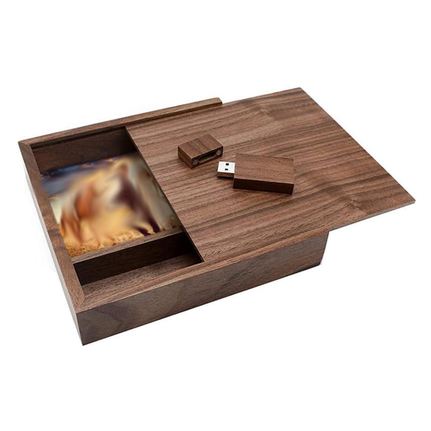 Boîte à photos en bois personnalisable USB 8 Go souvenir cadeau mariage marron