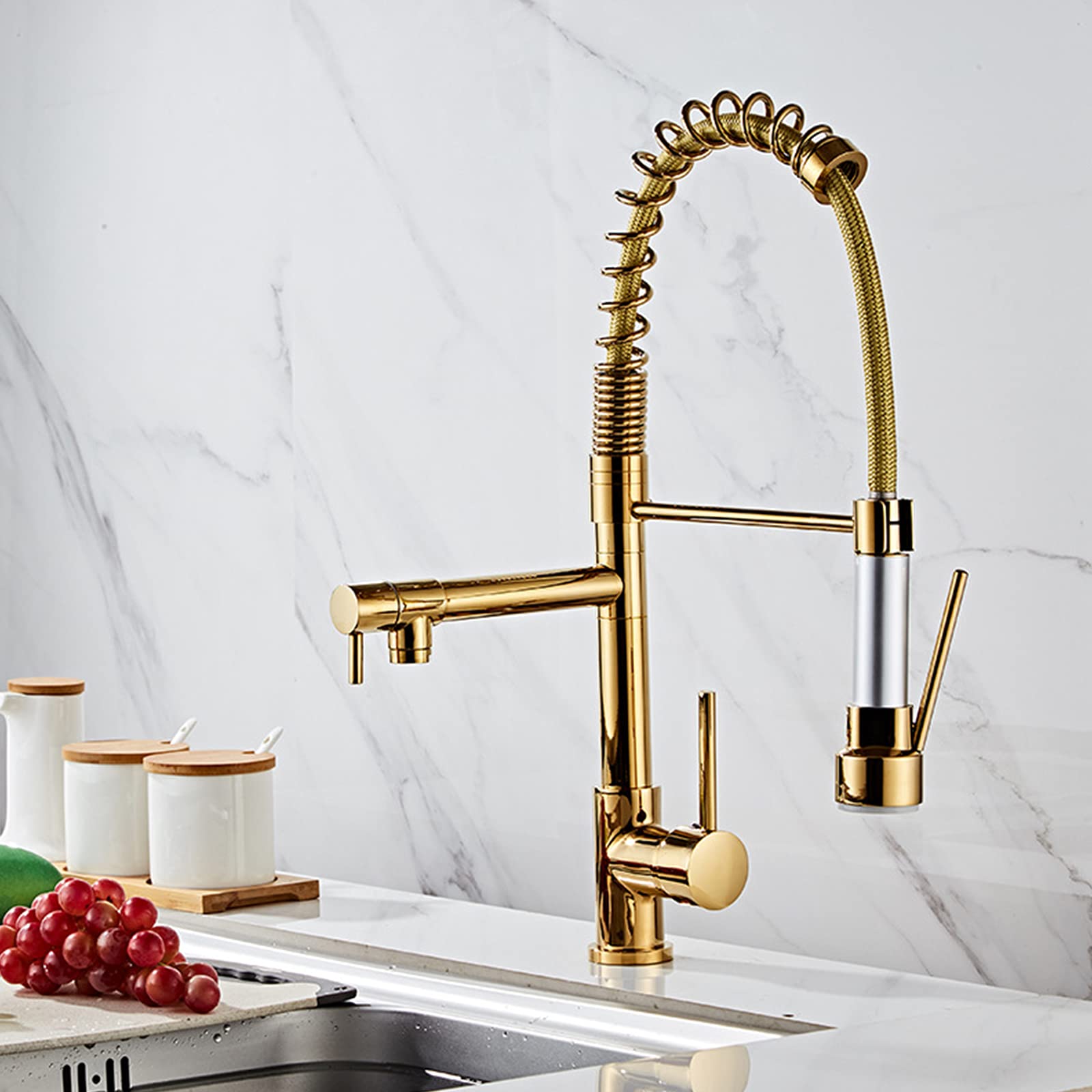 Rubinetto Del Miscelatore Del Becco Doppio Della Maniglia in Ottone per Acqua Calda e Fredda, LSZJSGQ