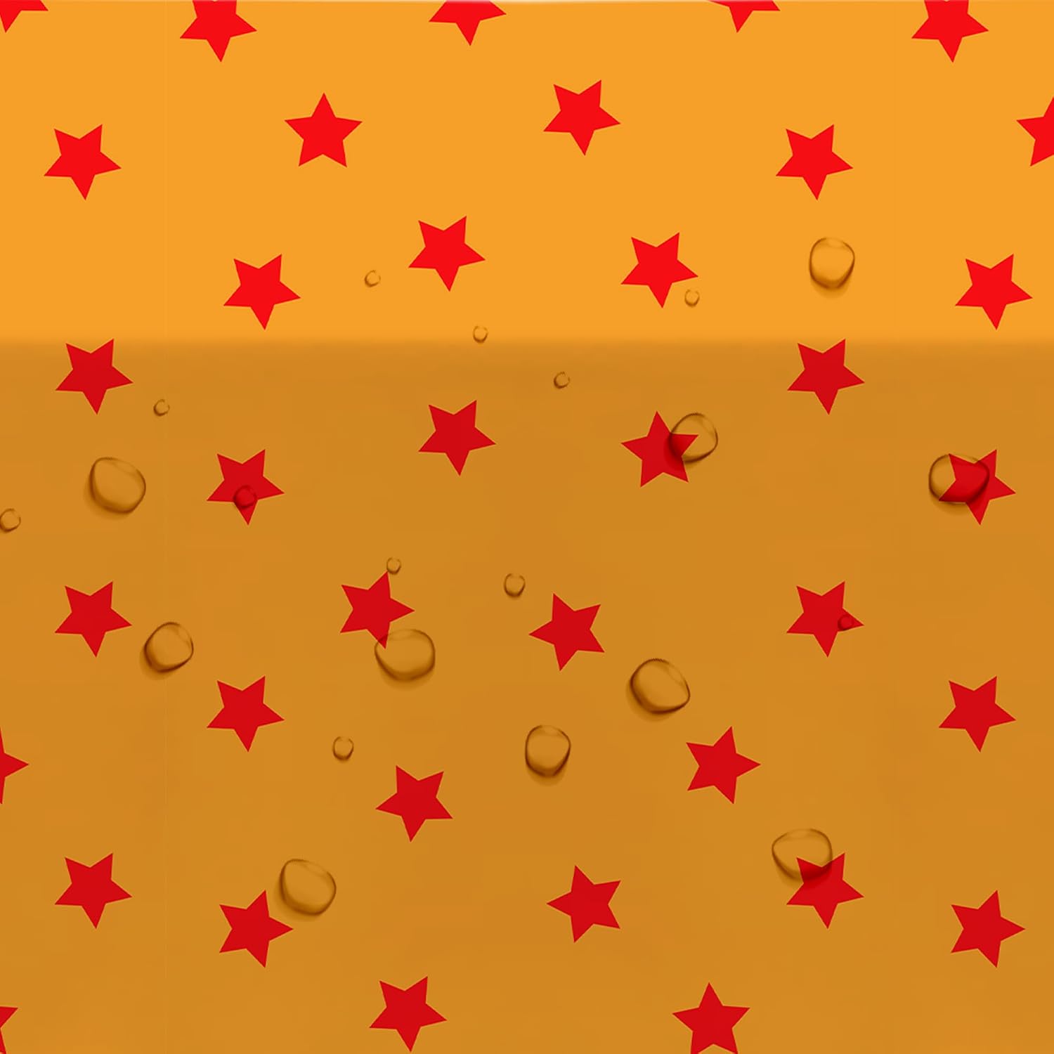 Yellow with Red Star Print Tablecloth, 3 Pcs, 55in x 86in