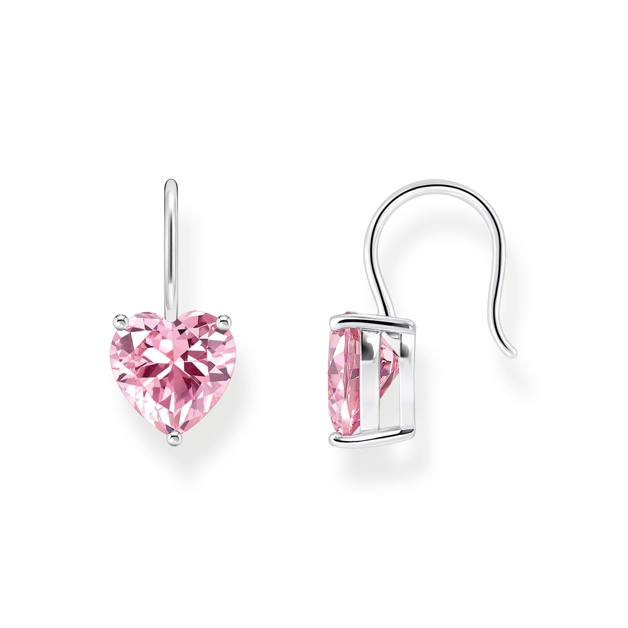 Thomas Sabo Large zirconia heart earrings: romantic, versatile, & silver, Pink, Women