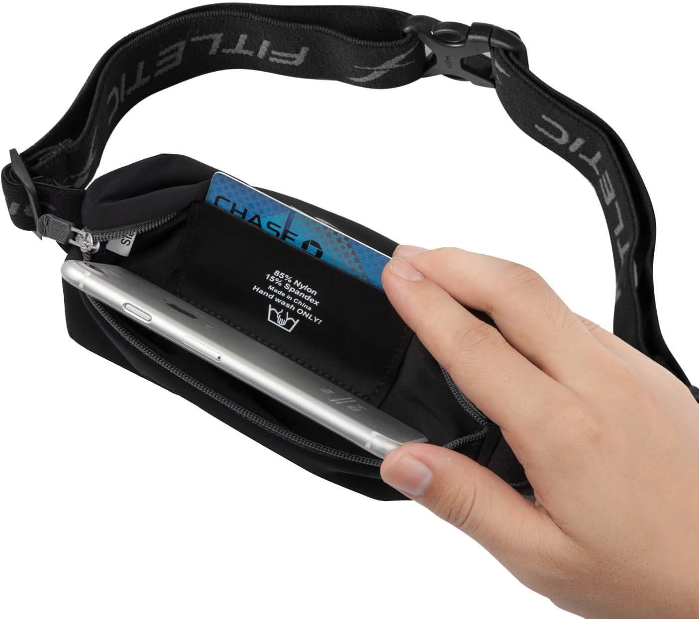 Fitletic Active Lifestyle Fanny Pack & Mini Sports Running Belt For Men & Women – Lightweight, Low Profile- Ultra-Soft Expandable Lycra Pouch - Fits All Phones – Inner Pocket - Image 2