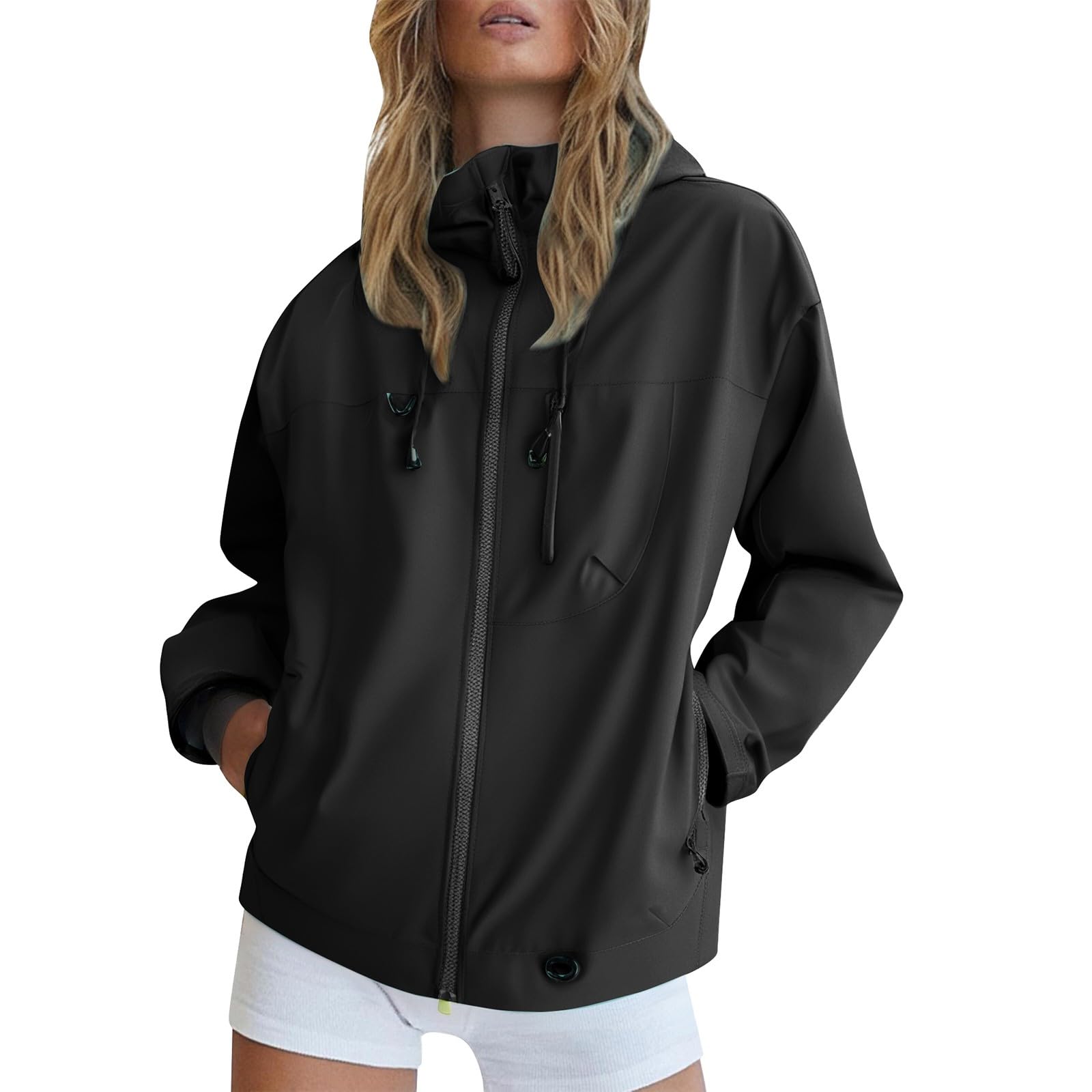 Chaquetas rompevientos para mujer impermeables y transpirables de manga larga 8