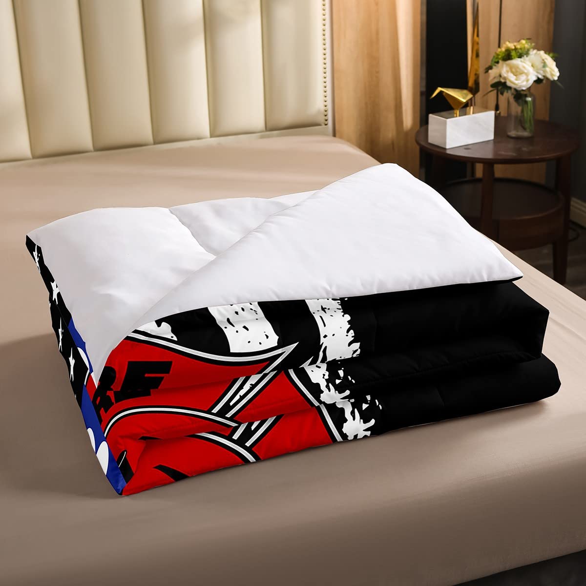 Set di biancheria da letto per bambini, ragazzi, camera da letto, con motivo a stelle e bandiera americana, in poliestere, con 1 federa, 2 pezzi