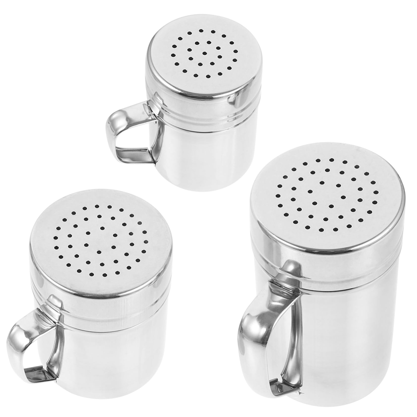 CIYODO 3pcs Powdered Sugar Shaker Flour Shaker Lid Stainless Steel Baking Cooking Tool with Duster