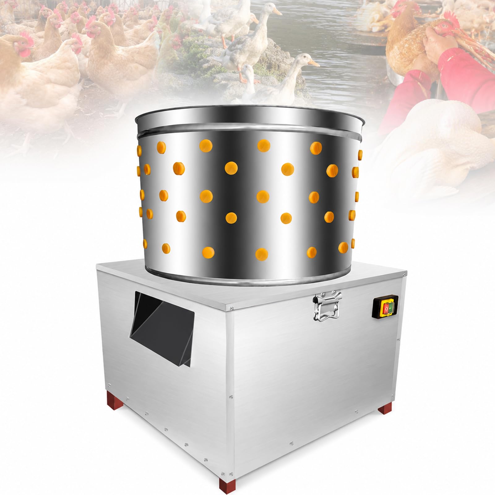 YIYIRAN Quail Plucker Machine, Stainless Steel Chicken Feather Plucker for Chicken, 1400RPM Turkey Duck Fowl Plucker with Rubber Fingers, for Domestic, Commercial and Breeding Farms