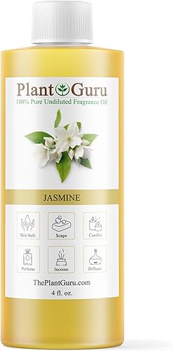 Aceite aromático de jazmín de 4 onzas líquidas. Aceite perfumado para hacer jabón, velas, bombas de baño, mantequillas corporales. Utilizado en