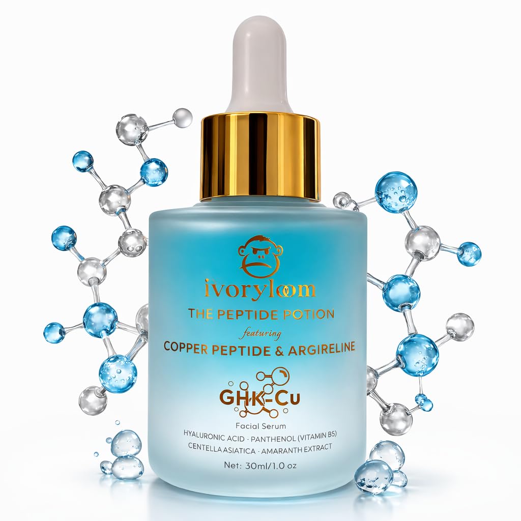 ivoryloom GHK-Cu Copper Peptide Serum for Face with Argireline, 1 fl oz