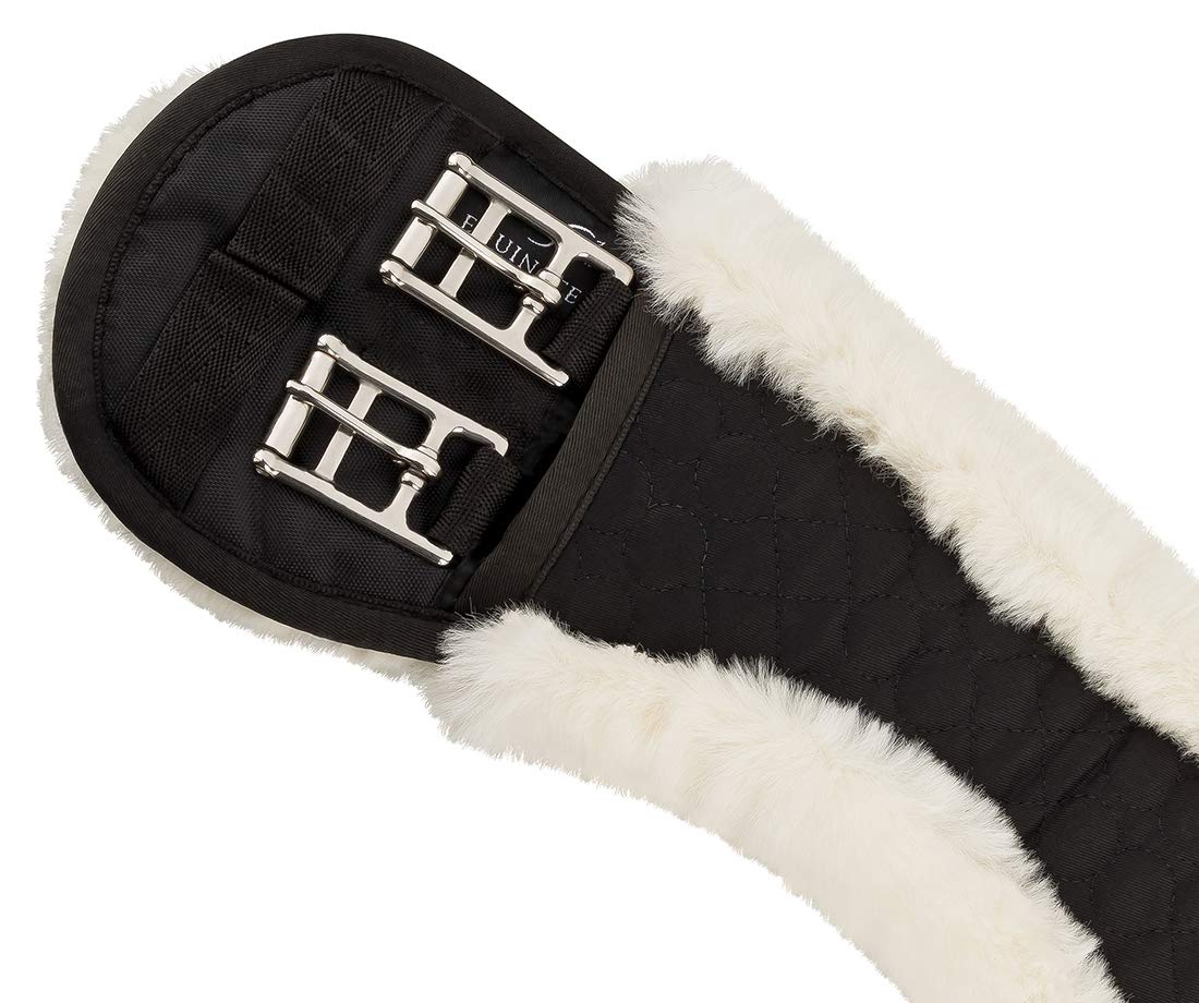 Equinate Mondgurt anatomisch synthetisches Lammfell Kurzgurt Sattelgurt Dressurgurt 50-80 cm braun schwarz