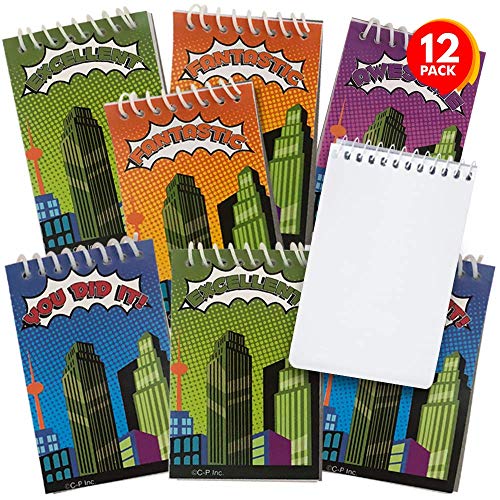 ArtCreativity Mini Superhero Notebooks, Pack of 12, Small Comic Inspired Spiral Notepads, Cute Stationery Supplies for School and Office, Fun Birthday Party Favors, Goodie Bag Fillers for Kids