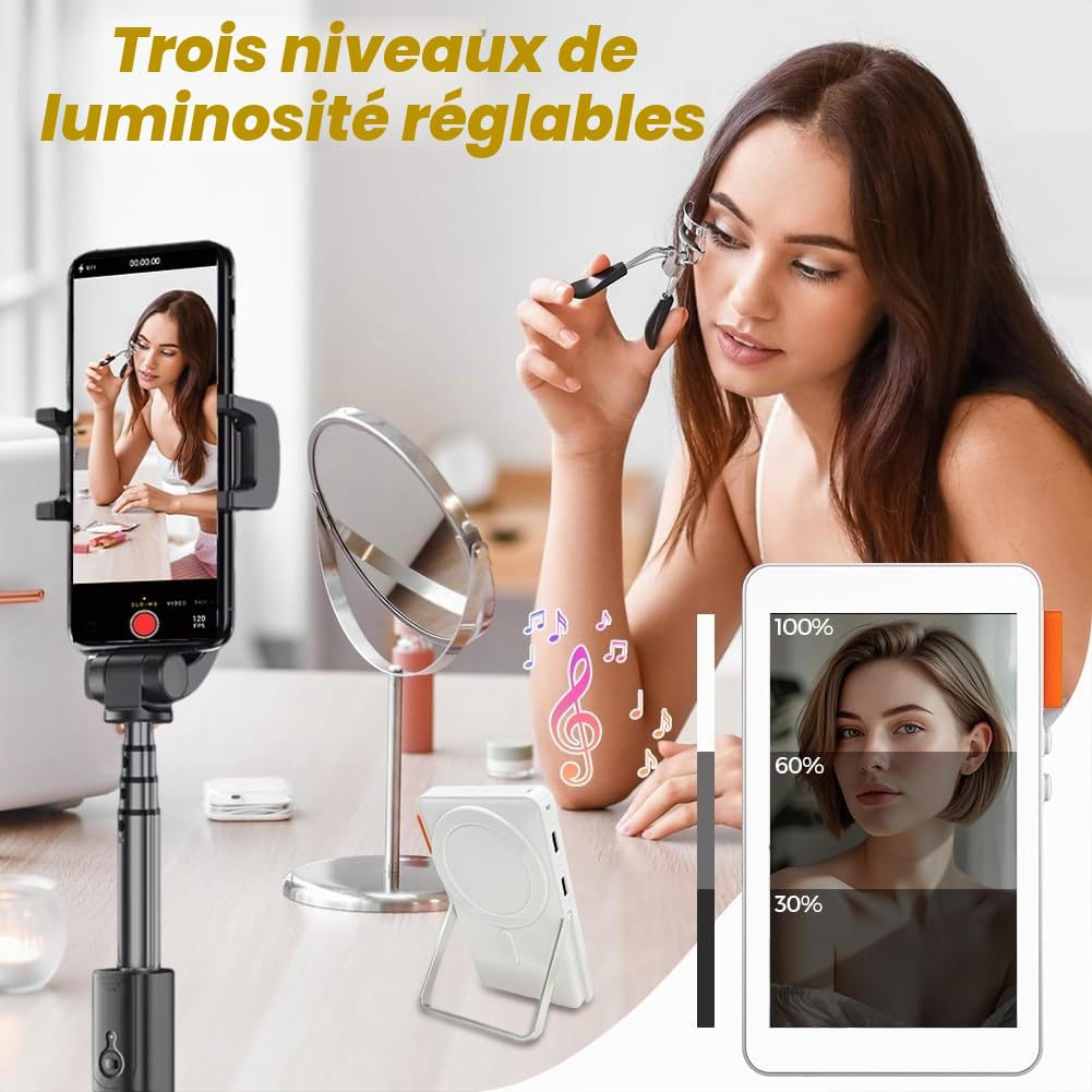 Joyzan Vlog Écran de Moniteur Selfie 3.97", 2300mAh Écran de Surveillance Magnétique Téléphone 4K 1080p Caméra Arrière Selfie sans Fil Haut-Parleur Intégré pour Live Streaming Vlog