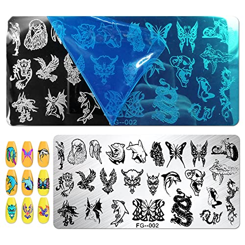 Bellelfin Nail Stamper Kit 4Pcs Nail Stamping Plate Flower Animal Leave Image Template With Nail Art Stamp And Scraper For Manicure Stamping Kit #TOP1