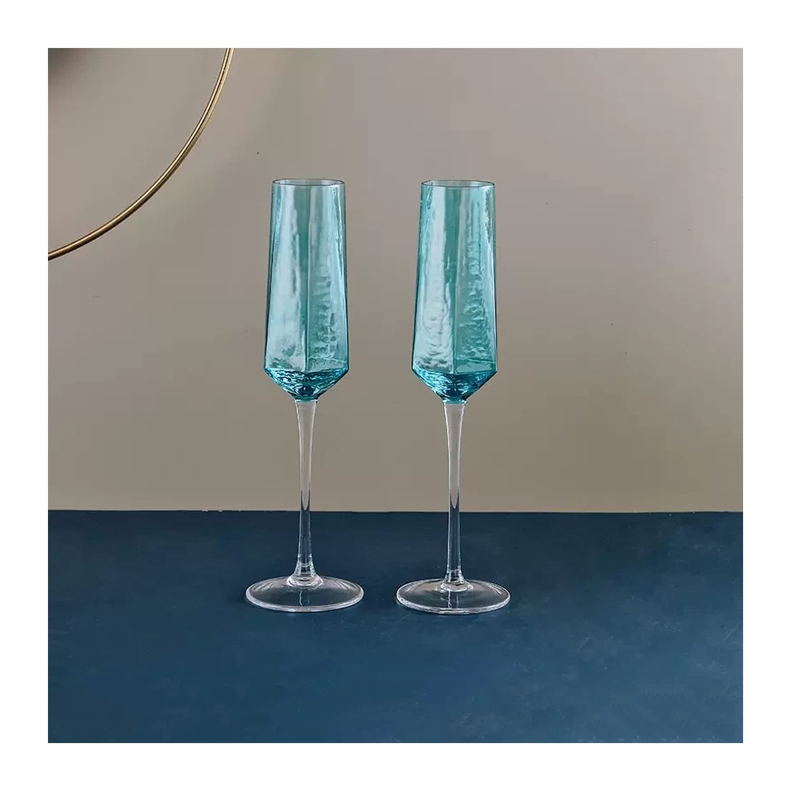 Verres à Champagne 2 pièces Verres à Champagne en Cristal Verres étincelants de Luxe de Haute qualité 200 ML flûte à Champagne Bleue for la Maison, l'hôtel, la fête Flûtes à Champagne