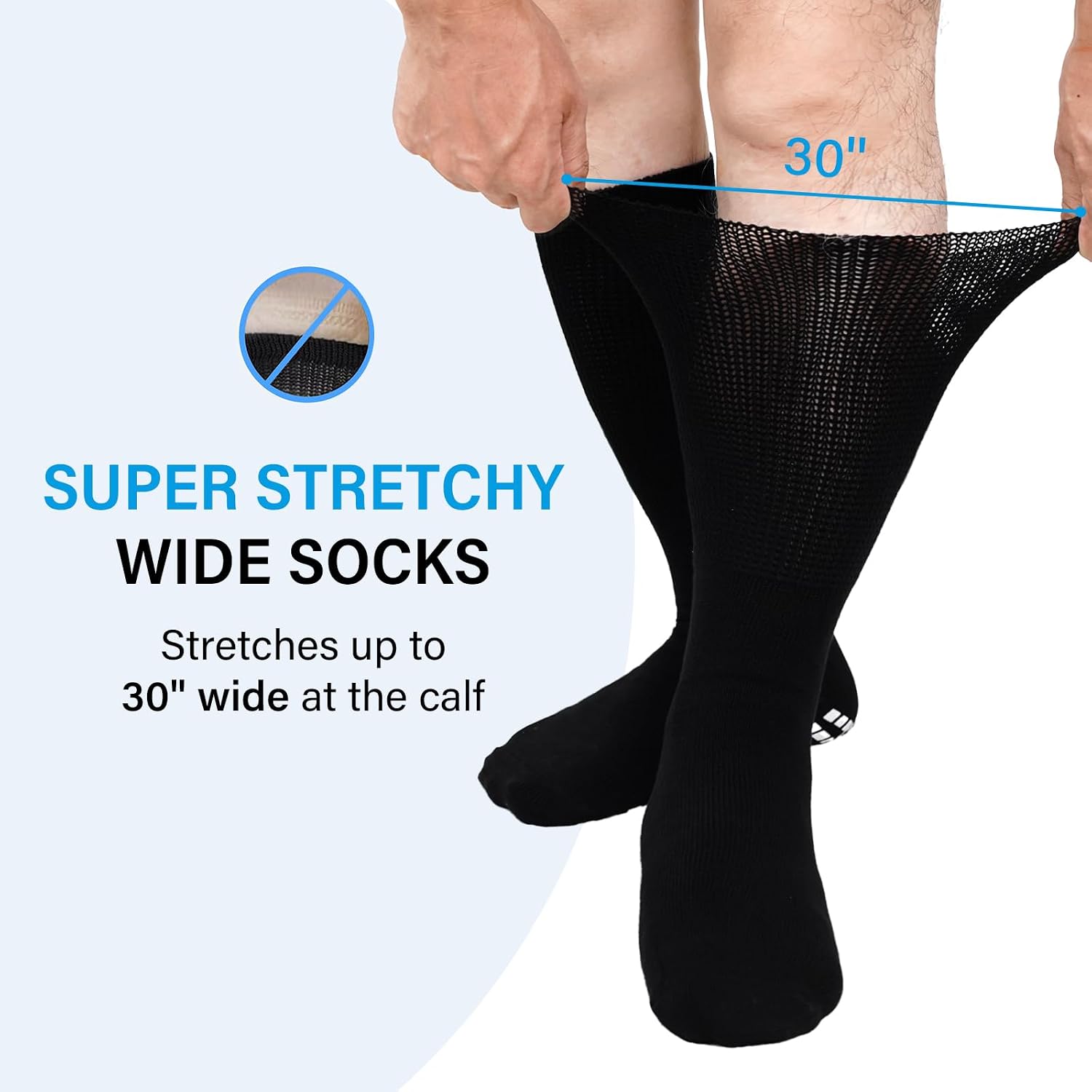 CaiDieNu Non Slip Diabetic Socks: 3 Pairs Extra Wide Hospital Socks for Men Women with Grips Elderly Edema 9-15