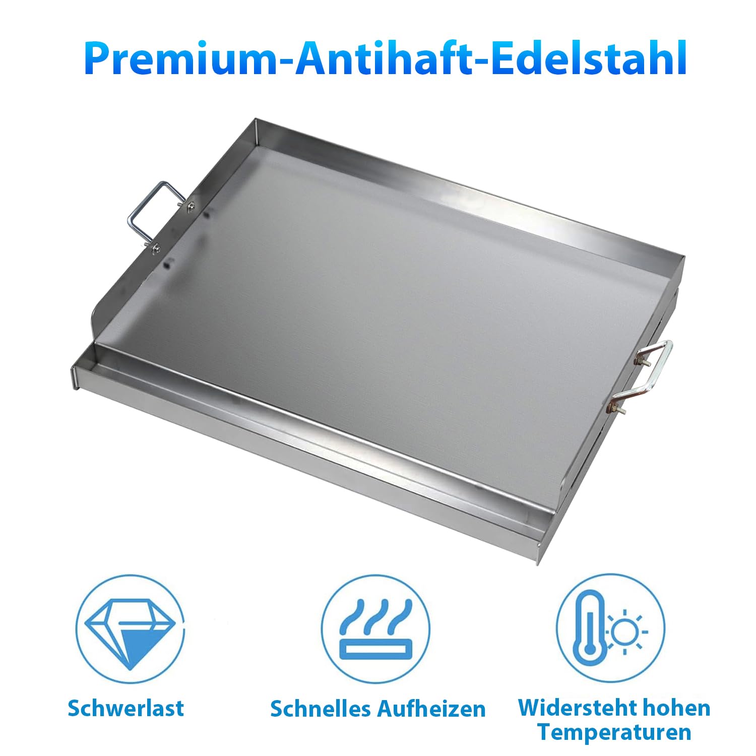 Plancha de acero inoxidable para barbacoa Weber | 40 x 30 x 8 cm | Plancha universal para gas y carbón | Juego con espátula y rascador