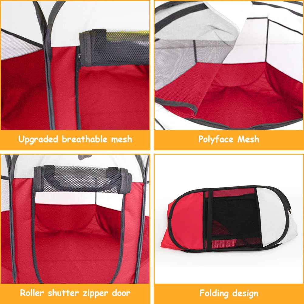 Box pieghevole per animali domestici, da 73 x 73 x 43 cm, impermeabile, per cani, gatti, cuccioli, piccoli animali, ambienti interni ed esterni (rosso)