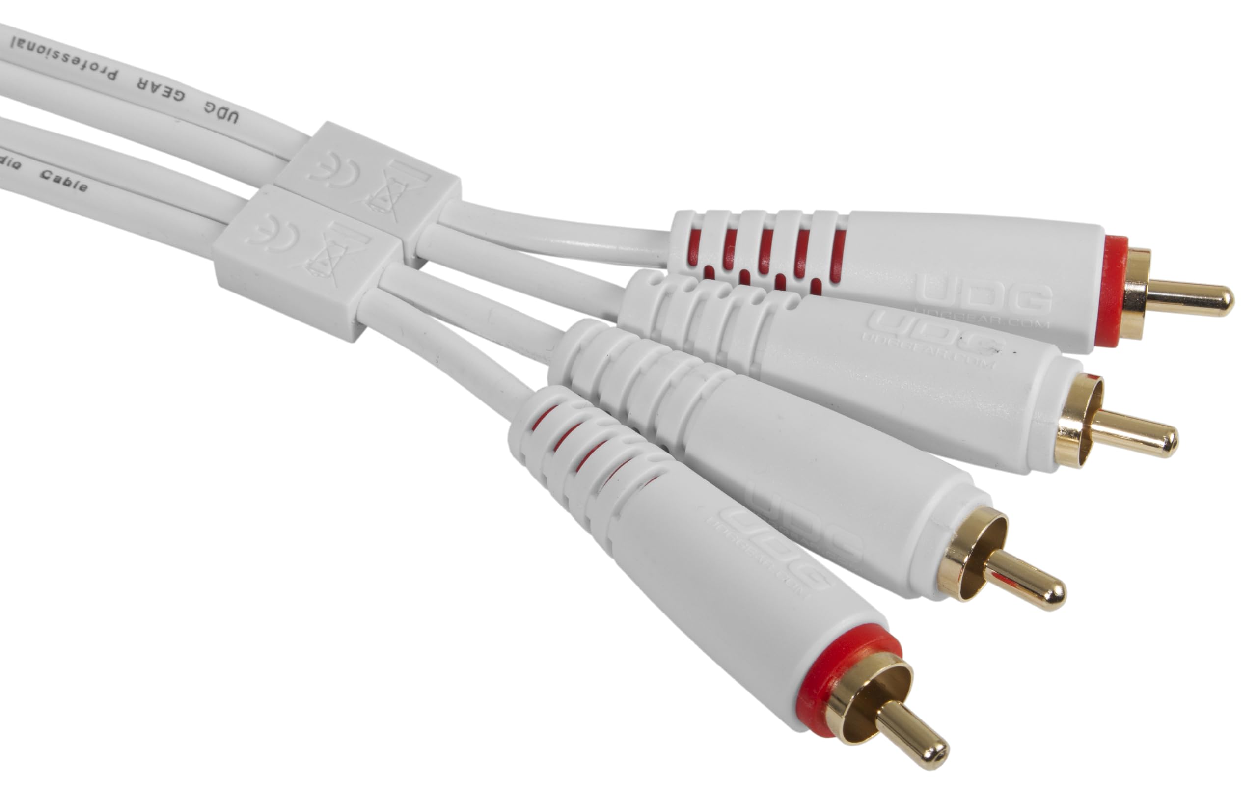 UDG Juego de cables de audio RCA - RCA blanco recto 1,5 m, compatible con todos los dispositivos de conector a conector