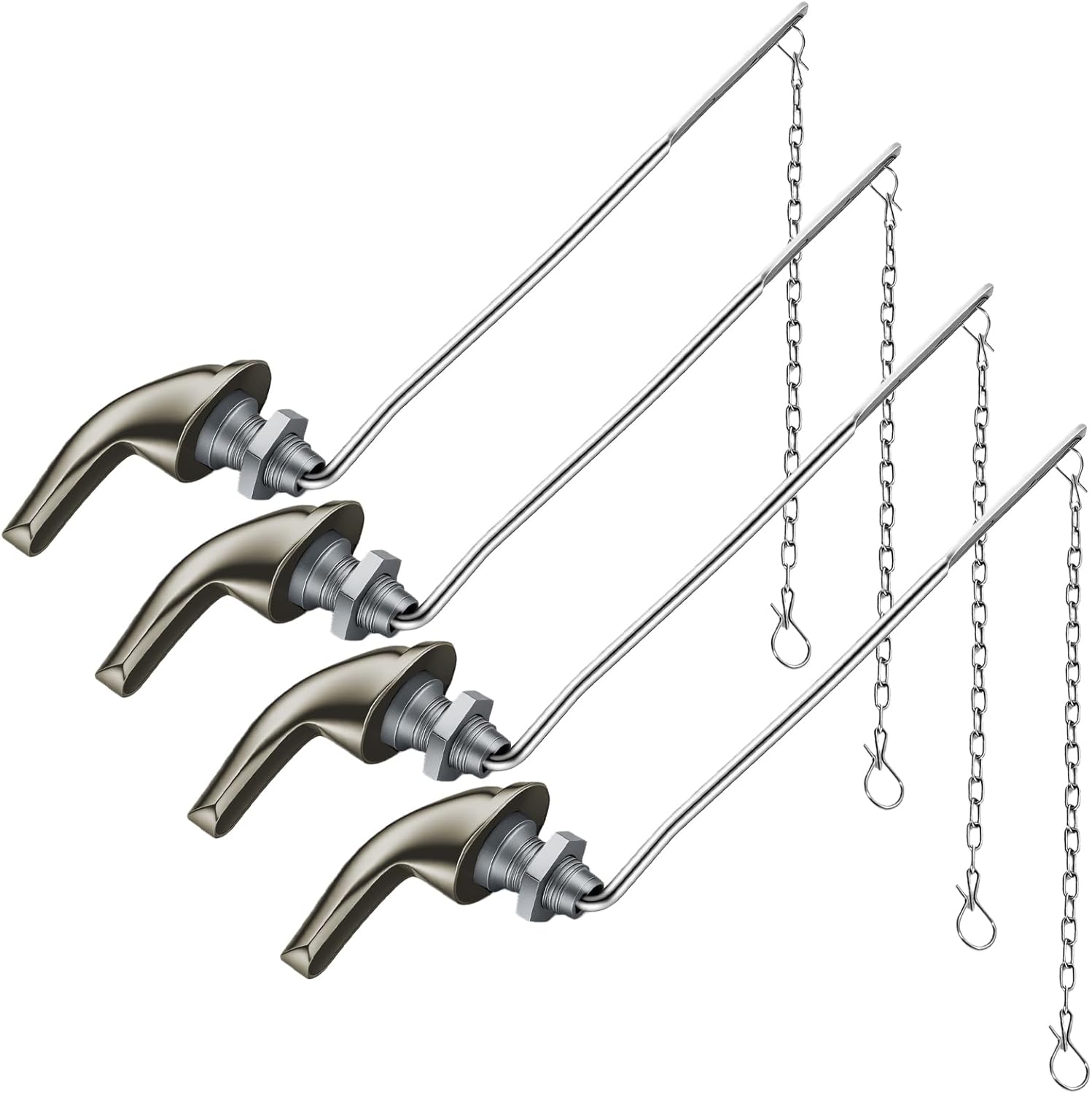 Joyrain Universal Front-Mount Toilet Replacement Kit, Toilet Flush Tank Rod with Stainless Steel Flapper Chain, Compatible with Most Front-Mount Toilets (Zinc Alloy(Brushed Nickel), 4-Pack)