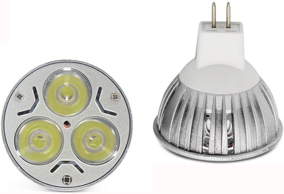 MR16 LED Bulbs 3W 12V Cool White 6000K Bulbs GU5.3 Base 35W Halogen Equivalent Not Dimmable 60 Degree Beam Angle LED Spotlight Bulbs for Landscape Recessed Lighting, 12 Pack