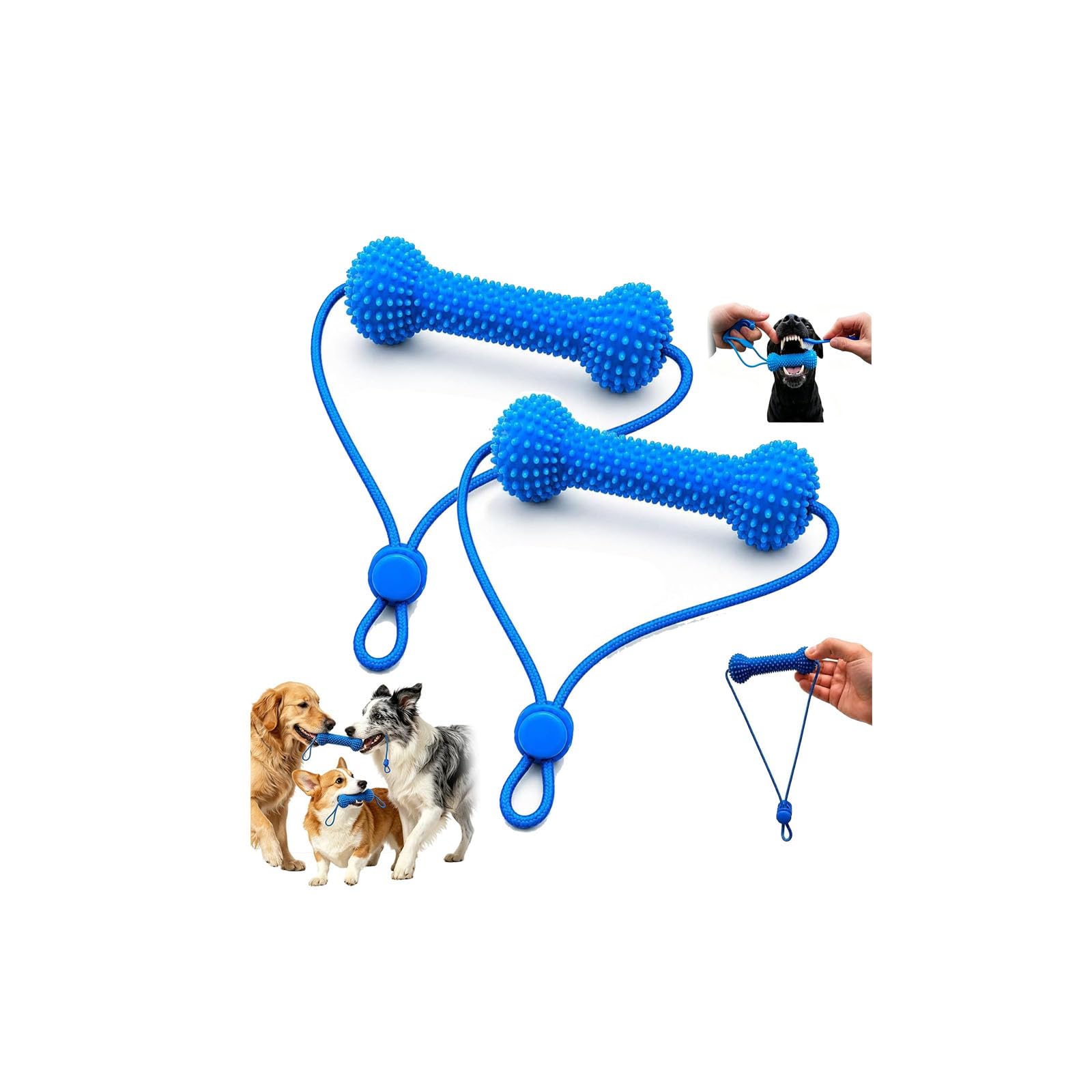 Dual-Action Canine Dental Prop,Dog Chew Toy with Rope for Easier Teeth Brushing,Dog Dental Chew Toy, for Teeth Cleaning & Tug of War,Pet Oral Care Mouth Opener for Medium and Large Dogs