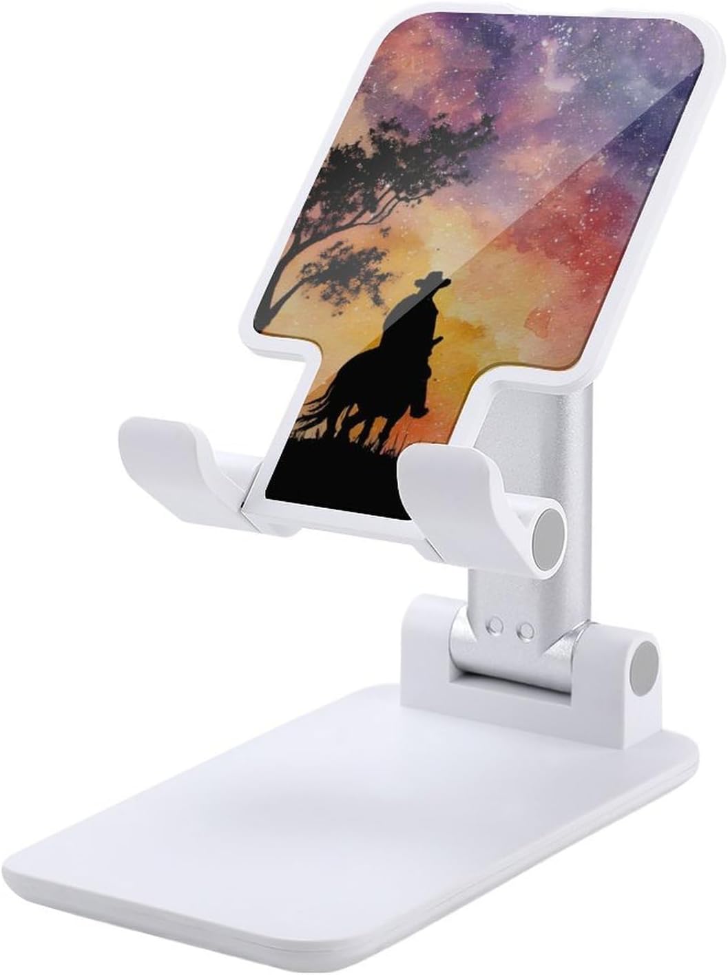 Western Horseback Starry Night Cell Phone Stand for Desk Phone Holder Mount