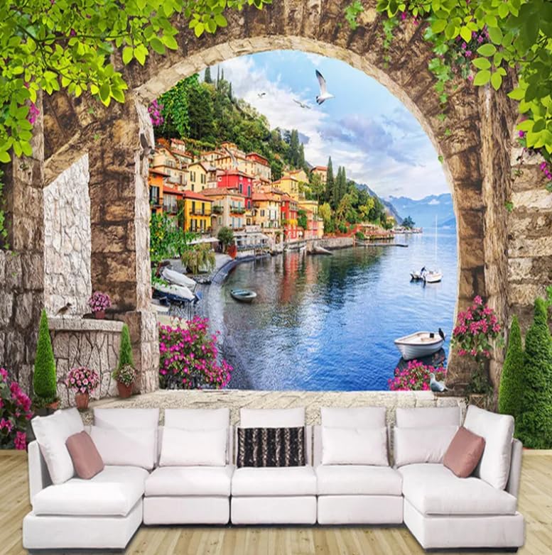 Papier peint mural 3D fleur rouge et vase pour salon et couloir 200x140 cm
