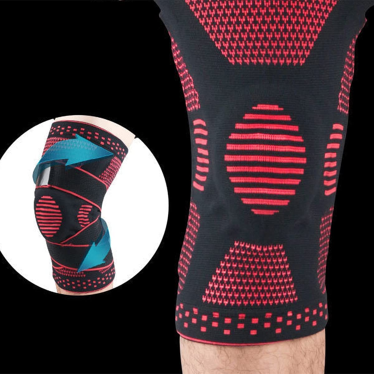 YXSH Rodillera, 2 PCS de Rodilleras Elástica, Transpirables, Antideslizantes y Cómodas,Muy Indicado para Menisco y Ligamento,Baloncesto Voleibol Running ​Deportivas, Knee Support-L