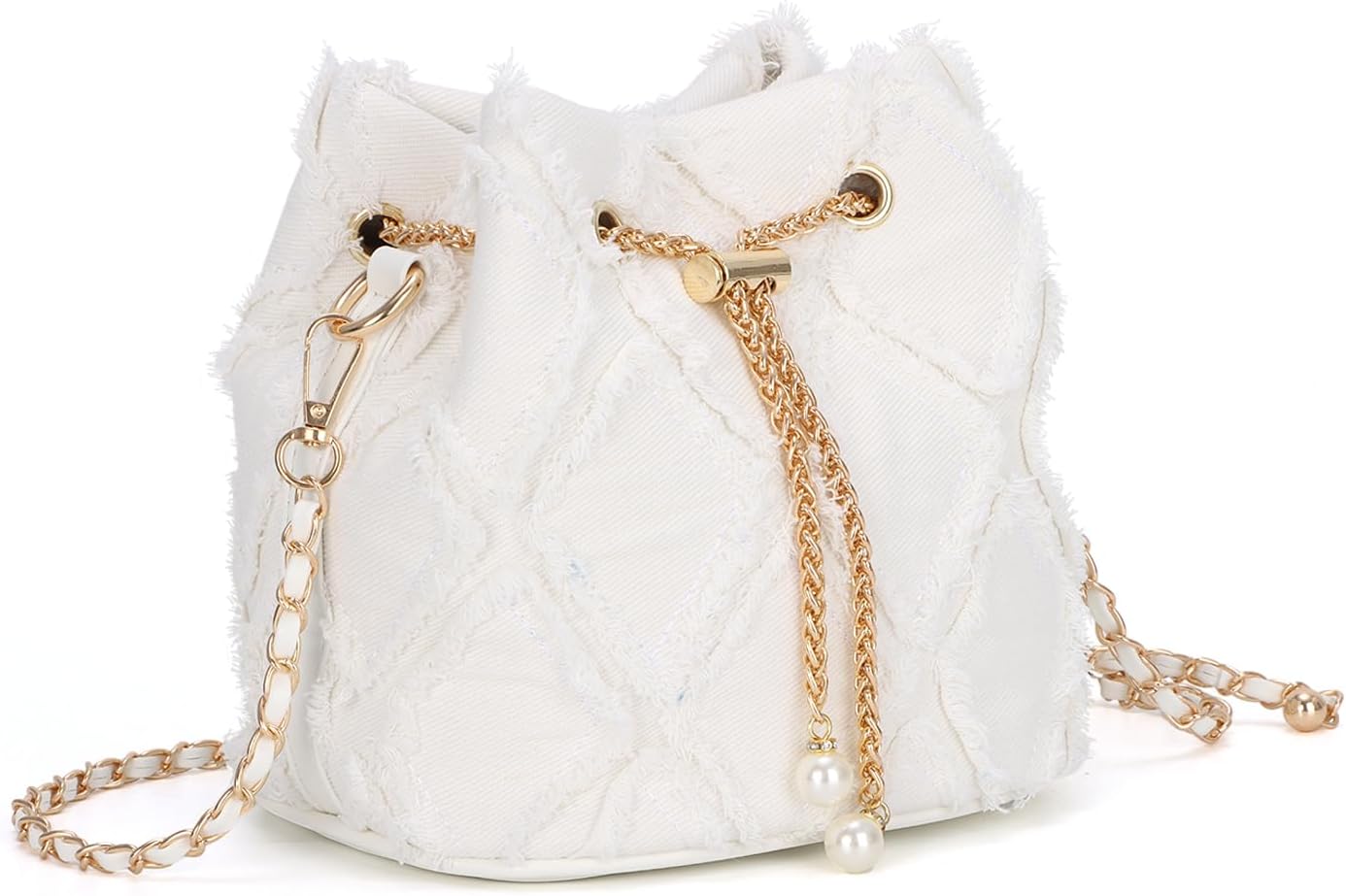 SUKUTU Denim Bucket Bag for Women Trendy Jean Purse Drawstring Crossbody Shoulder Bag Hobo Bag