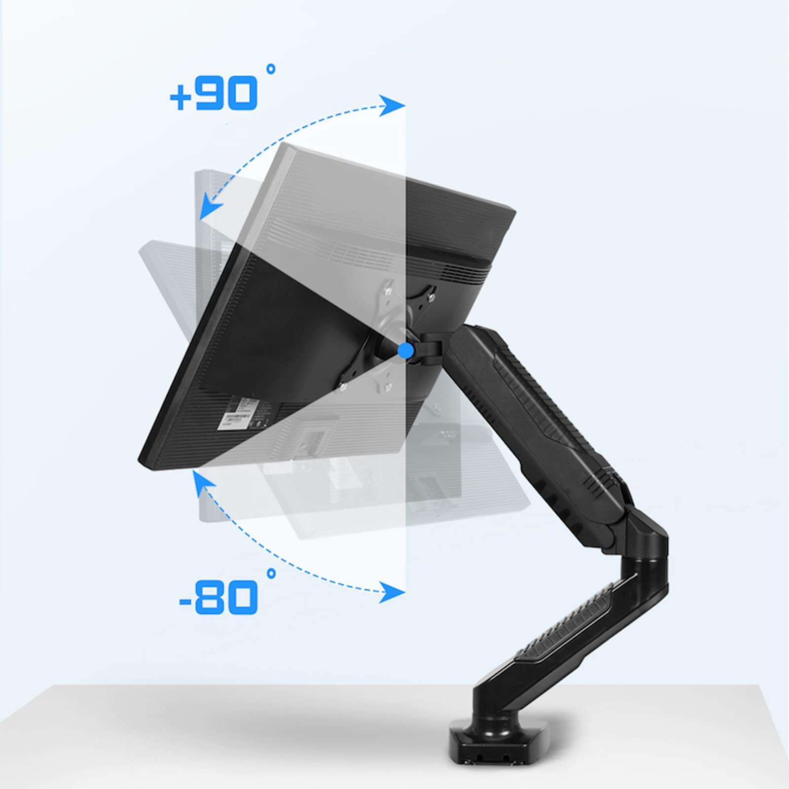 Ramię do monitora Gazowy czarny pojedynczy stojak na monitor Ramię do monitora Uchwyt na monitor z interfejsem USB 11,6-calowy regulowany podnośnik gazowy do monitora, utrzymuje monitor o wadze od 4,4