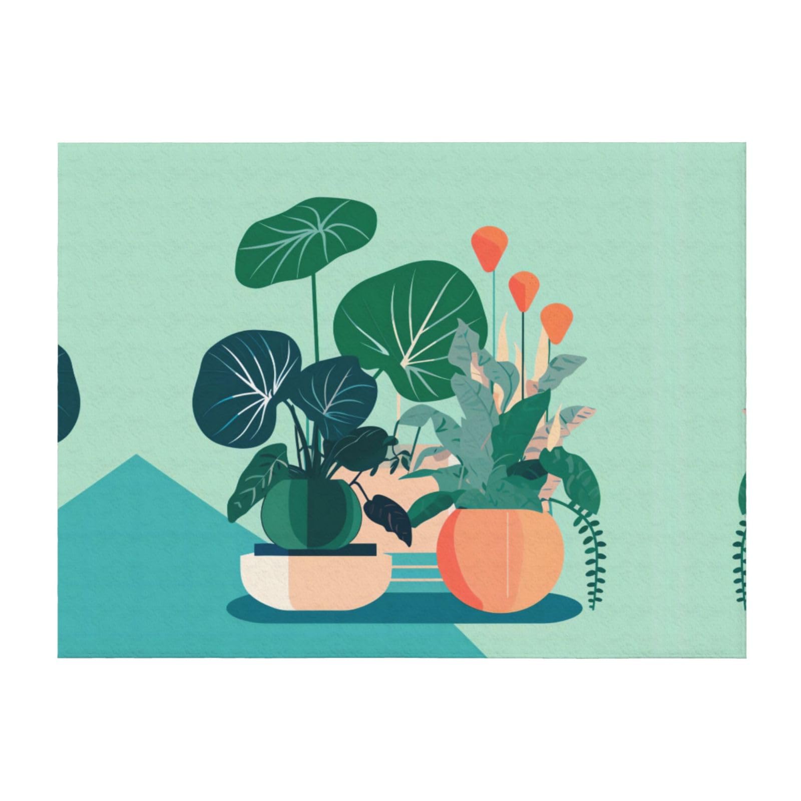 Couverture polaire douce plantes vertes PHAYAH plaid canapé 152x127 cm
