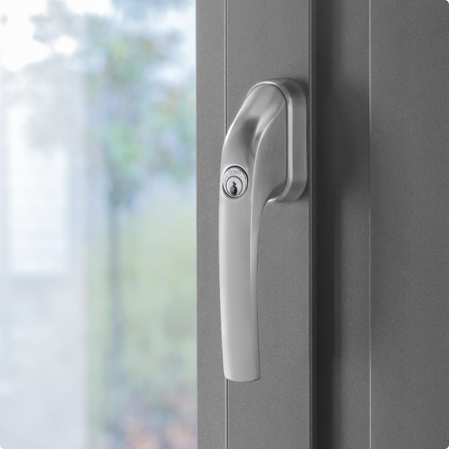 ABUS FG300 Poignée de Fenêtre Verrouillable avec Cylindre Poussoir, Sécurité Niveau 5, Argent